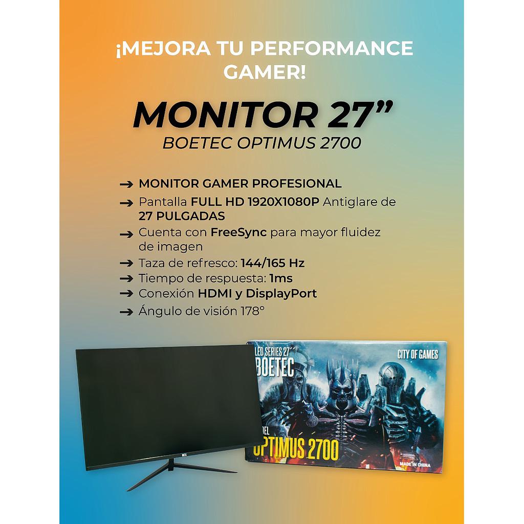 MONITOR GAMING 27&quot; 165 Hz, 1MS, OPTIMUS 2700 BOETEC GAR: 12 MESES