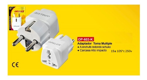 ADAPTADOR MULTIPLE REDONDO CHUCO 15AMP OP-603-K OPALUX