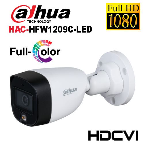 CAMARA TUBO DAHUA DH-HFW1209CN-LED HDCVI 1080P FULLCOLOR LUZ 20M GAR: 06 MESES