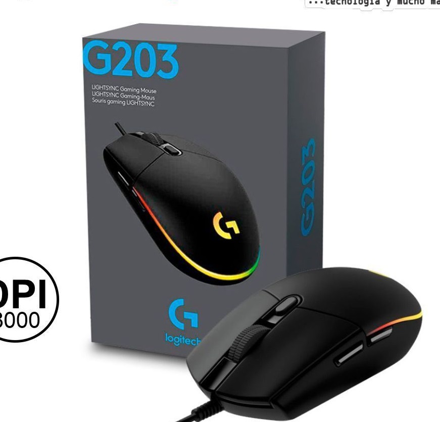 MOUSE CON CABLE ALTA GAMER, CABLE G203 Souris Lightsync RGB COLORES LOGITECH GAR: 1 MES AREA 1