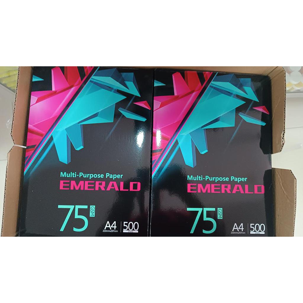PAPEL BOND A4 DE 75GR EMERALD X 1/2 MILLARES (REF. 10 UNID = 5 MILL = 1 CAJA)