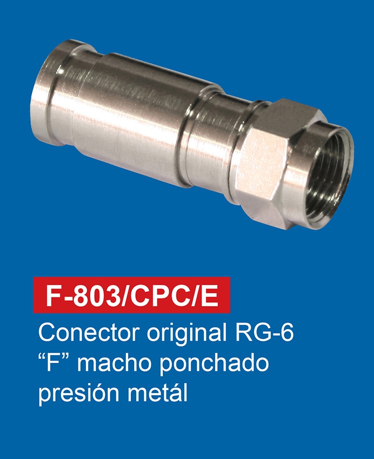 CONECTOR RG-6 F MACHO PONCHADO PRESION ORIGINAL METAL F-803/CPC/E