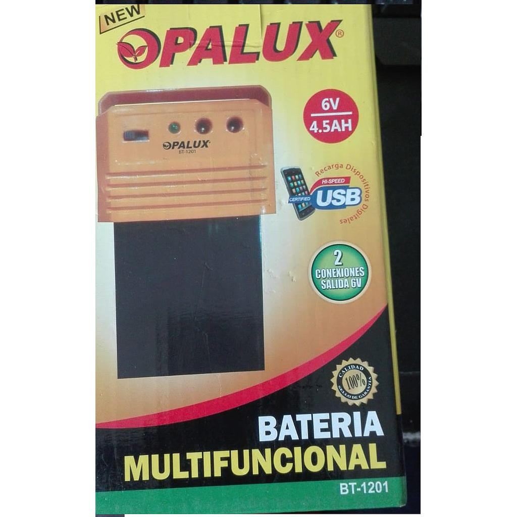 BATERIA MULTIFUNCIONAL OPALUX 6V. 4.50AH CON ENTRADA 12V BT-1201OP GAR: 1 MES LOCAL5