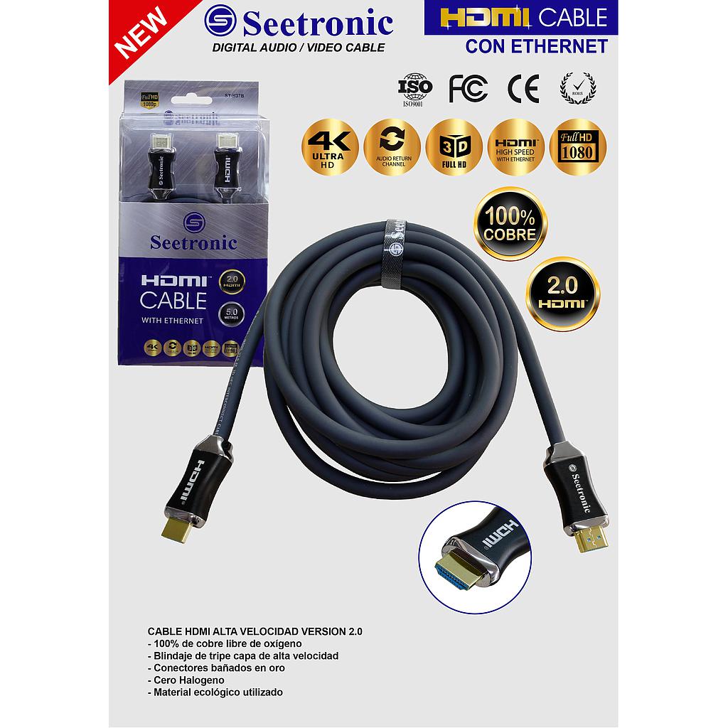 CABLE HDMI-HDMI 1.5MT VULCANIZADO 4K ST-H37B-1.5M V 2.0 SEETRONIC  AREA 6