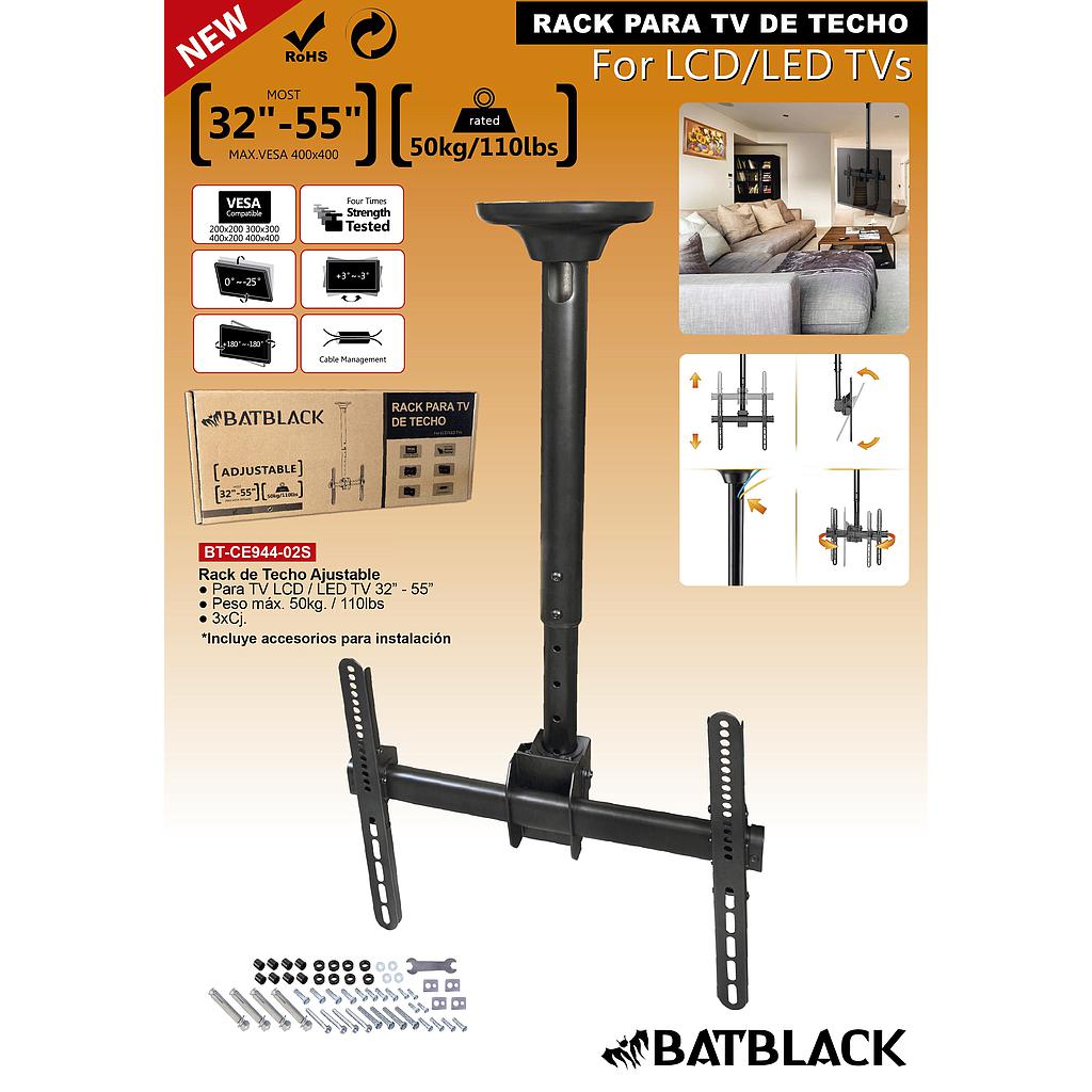RACK DOBLE BRAZO PARA TV 32&quot;-55&quot; MAX 50KG BT-CE944-02S BATBLACK AREA 2